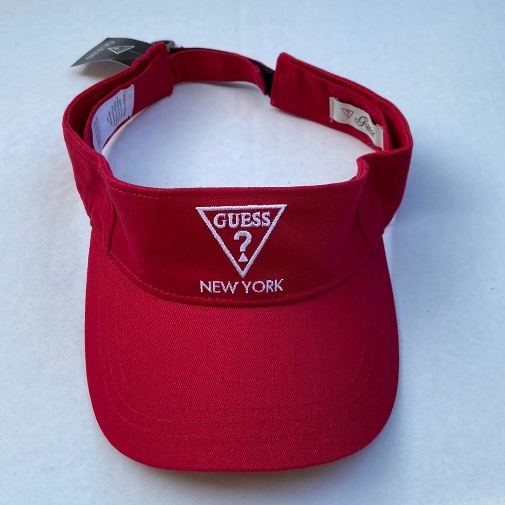 New GUESS New York Logo Red Visor UNISEX